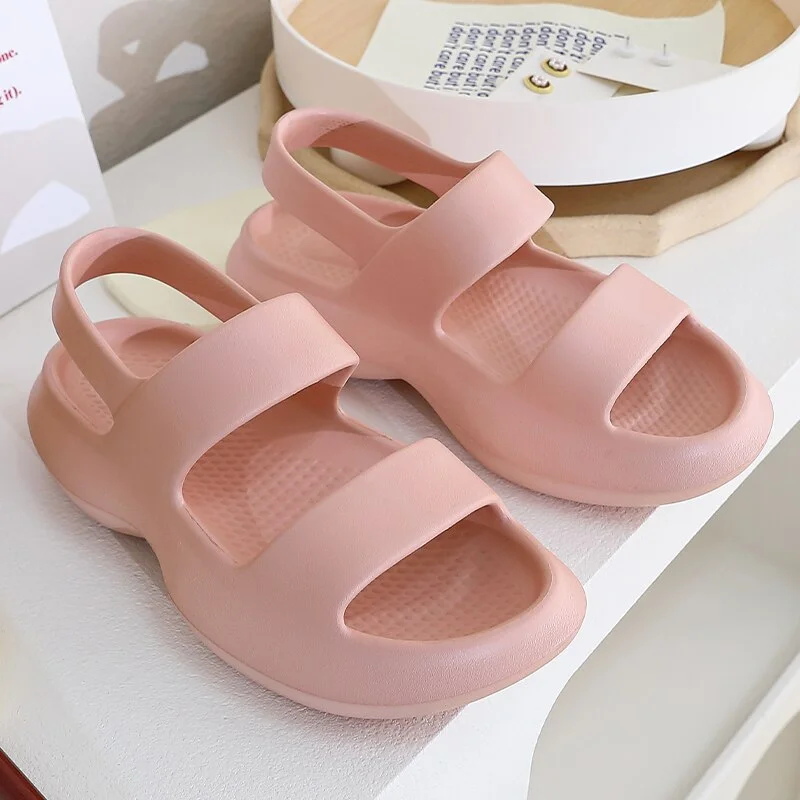 Summer Women Flip Flops Slippers Solid Thick EVA Platform Non-Slip Heel Sandals Home Outdoor Beach Couples Men's Ladies Shoes