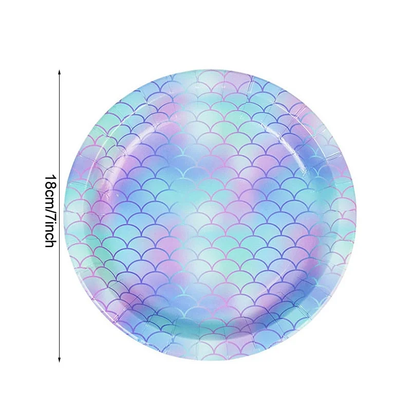 53Pcs Mermaid Party Disposable Tableware Set Paper Cups Plate Napkin Little Mermaid Birthday Party Banner Baby Shower Decoration