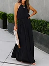 Simple Backless Halterneck Maxi Dress