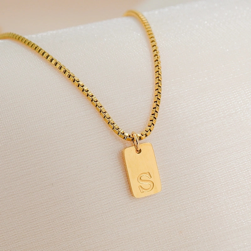 Minimalist Letter 304 Stainless Steel 18K Gold Plated Pendant Necklace