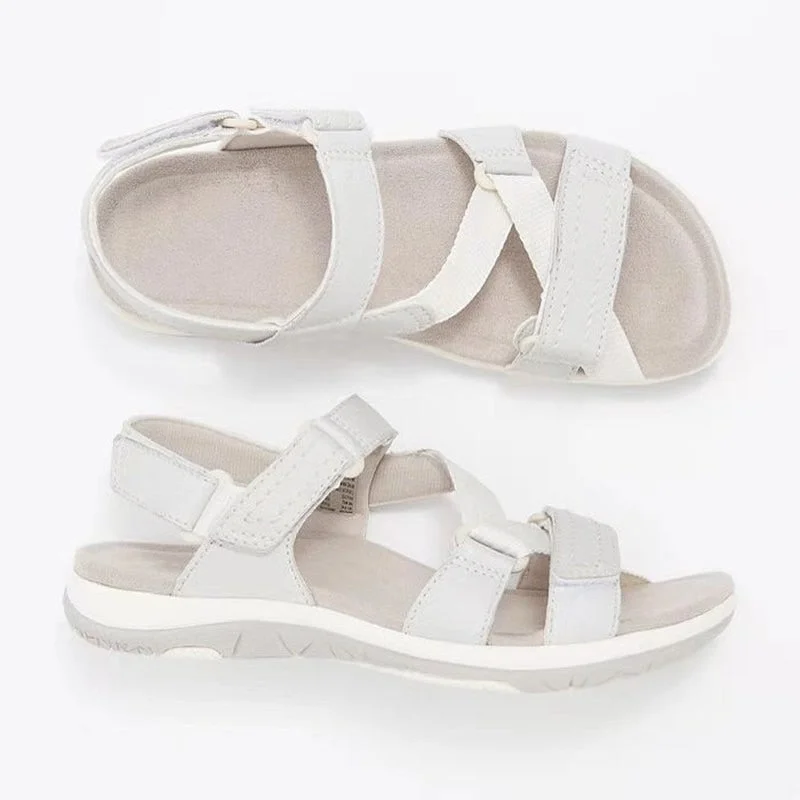2021 New Summer Sandals Women Flat Ladies Comfortable Ankle Hollow Open Top Velcro Sandals Soft Sole Shoes Sandalias Mujer