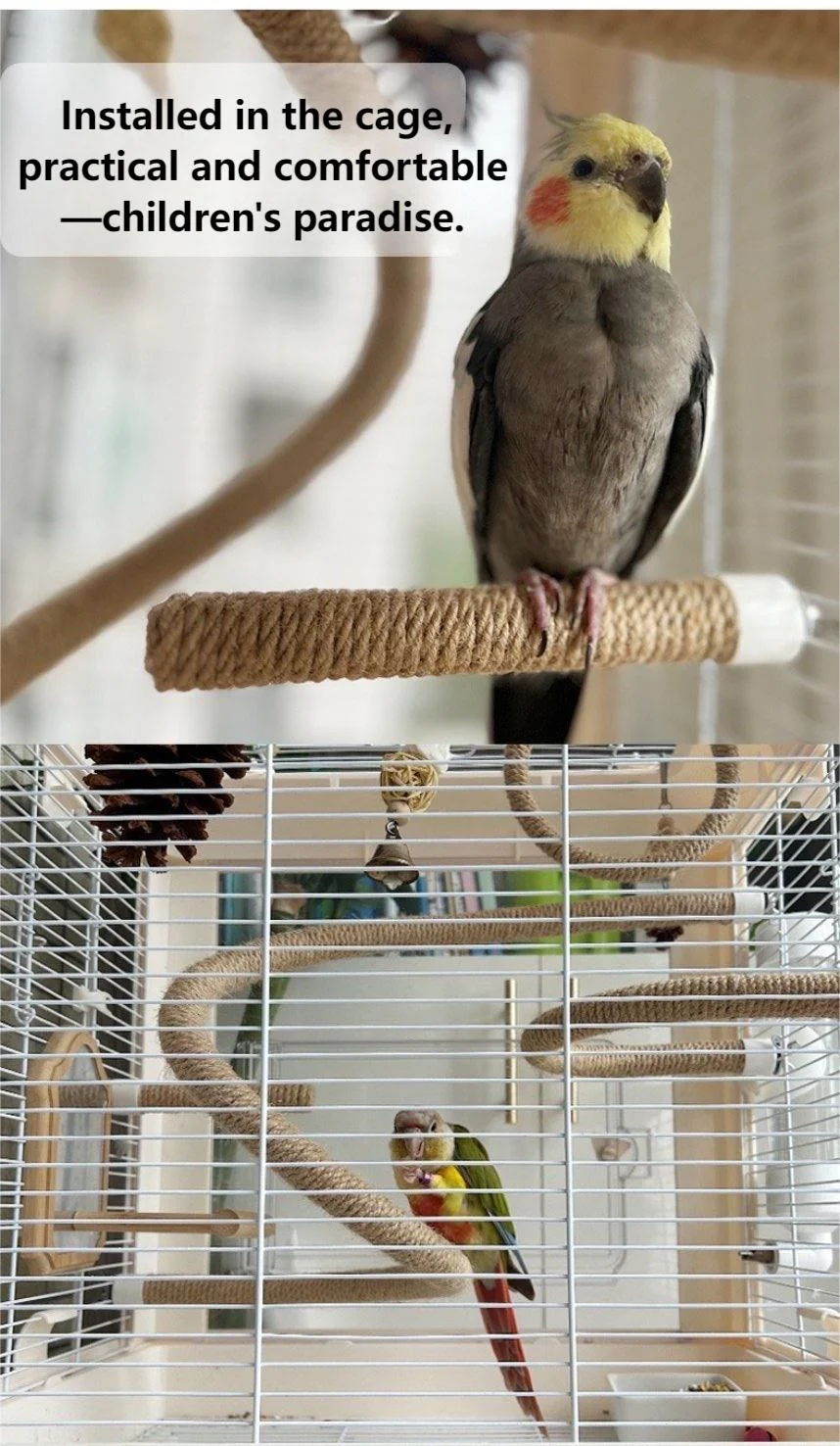 Birdcagelab Linen Rope Parrot Swing Perch