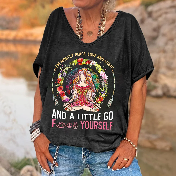 I'm Mostly Peace Love And Light Printed Women's T-shirt socialshop