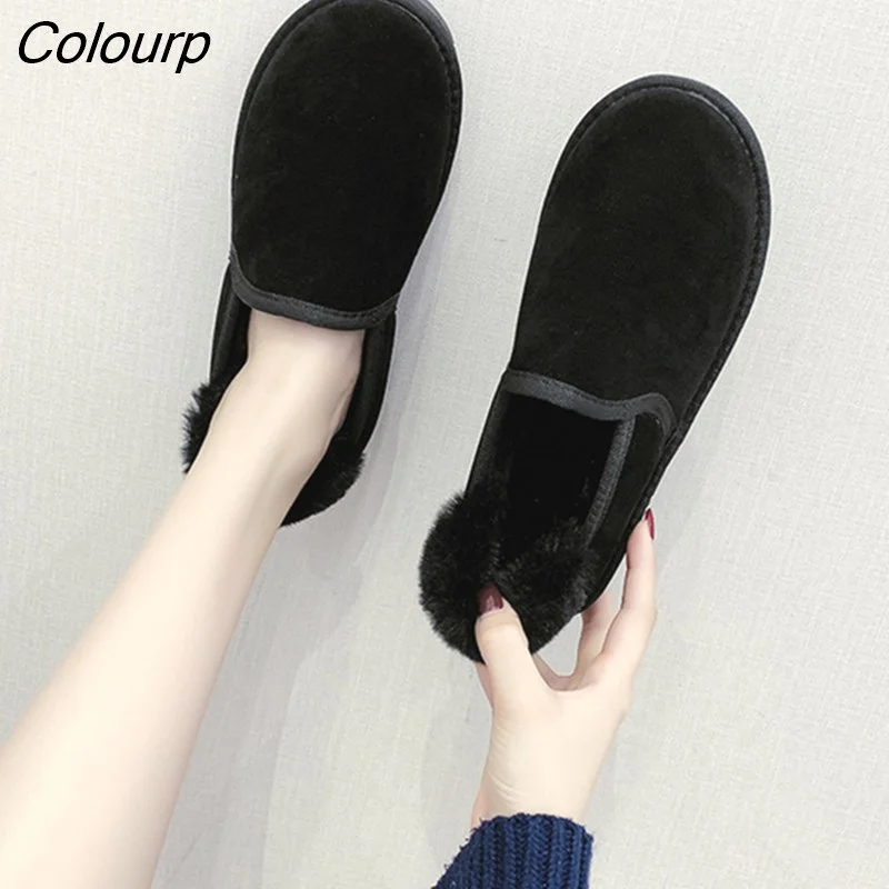 Colourp Toe Women Moccasin Shoes Casual Female Sneakers Shallow Mouth Flats Loafers Fur Autumn All-Match Slip-on Moccasins Winter