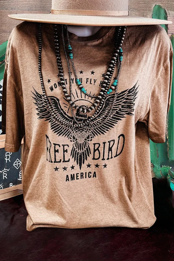 Free Bird Print T-Shirt