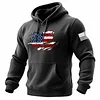 Men's Vintage American Flag Patriotic Print Pocket Long Sleeve Hoodie by Inlyline