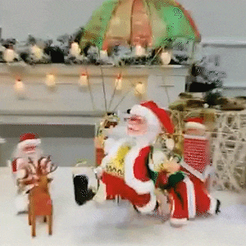 🎄Electric Santa Claus - turning the foot ring on the parachute