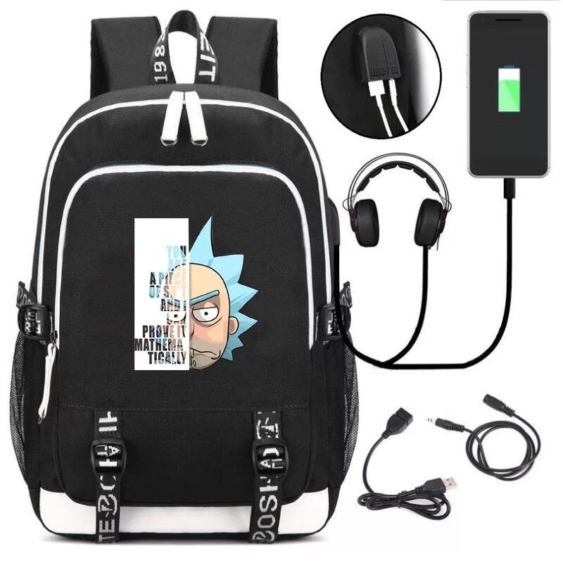 Mayoulove Anime Rick And Morty #3 USB Charging Backpack School Note Book Laptop Travel Bags-Mayoulove