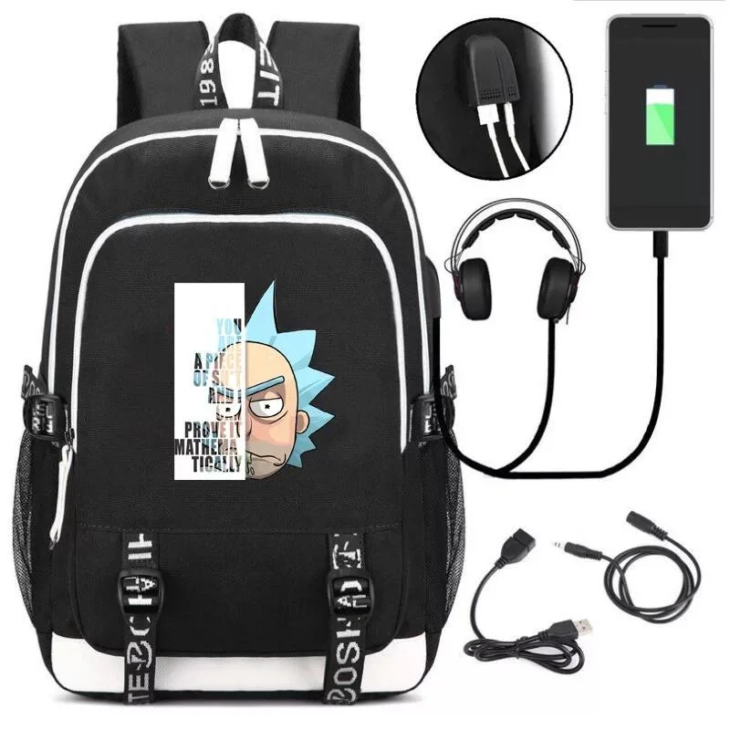 Buzzdaisy Anime Rick And Morty #3 USB Charging Backpack School Note Book Laptop Travel Bags
