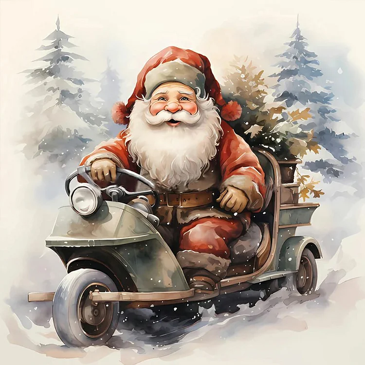 Santa Claus Riding A Bike 40*40CM(Canvas) Full Round Drill Diamond Painting gbfke