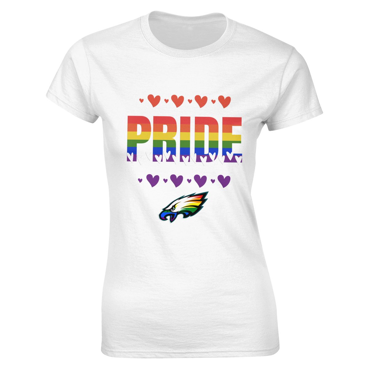 Philadelphia Eagles Hearts Pride Women's Crewneck T-Shirt