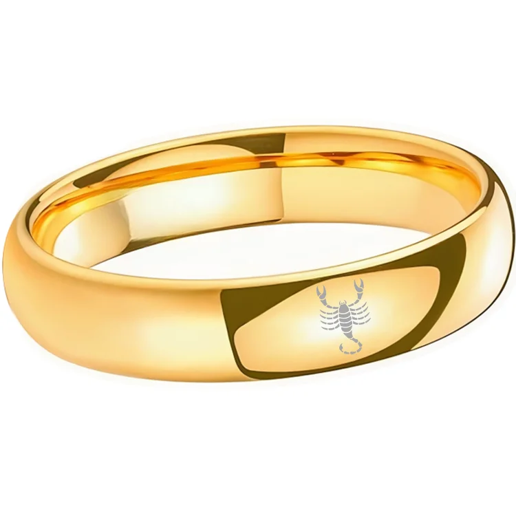 Scorpio Couples Dome Tungsten Carbide Rings Gold Tungsten Wedding Bands for Men and Women 4MM 6MM 8MM