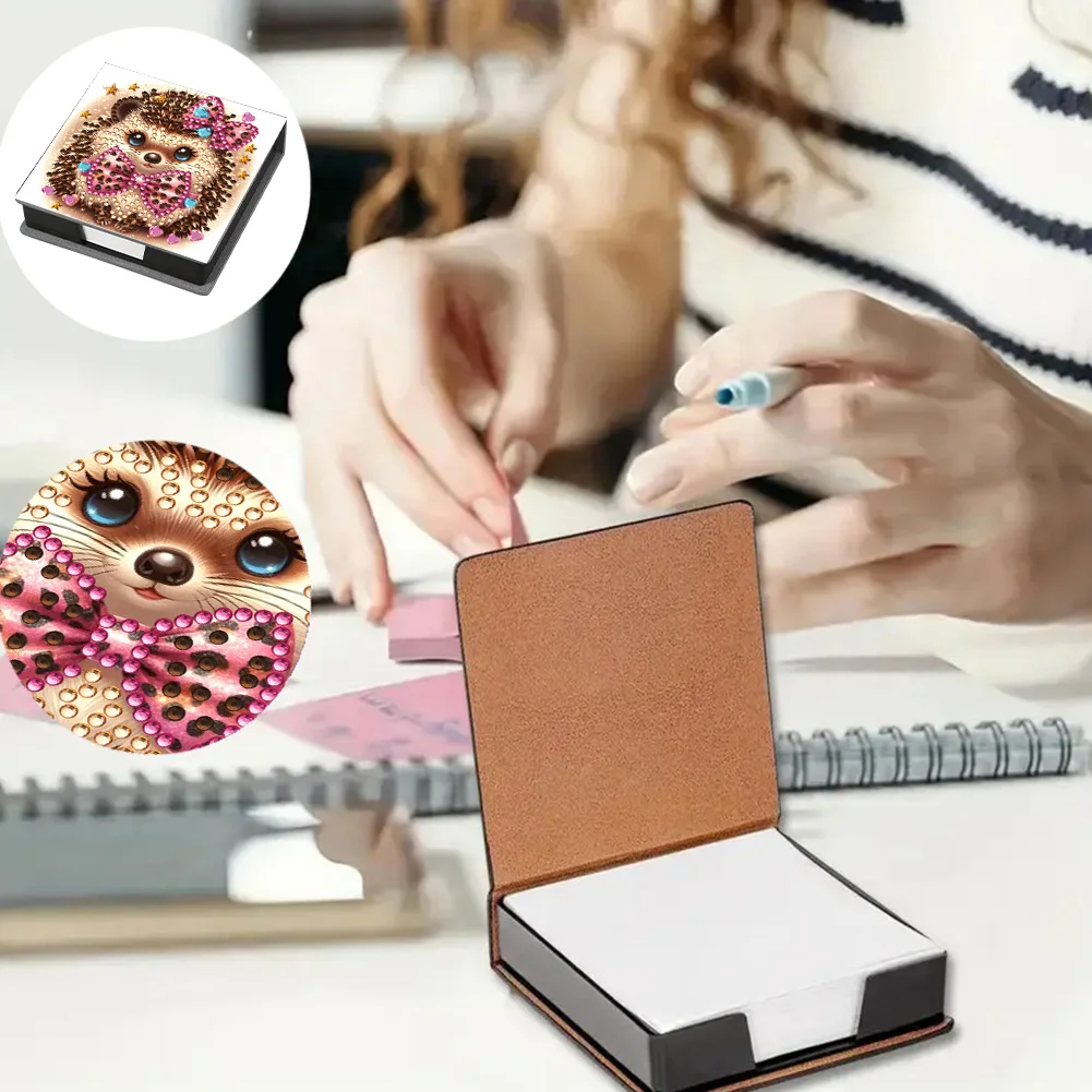 PU 5D Diamond Painting Kit Note Box DIY Diamond Art Notepad Box (Hedgehog)