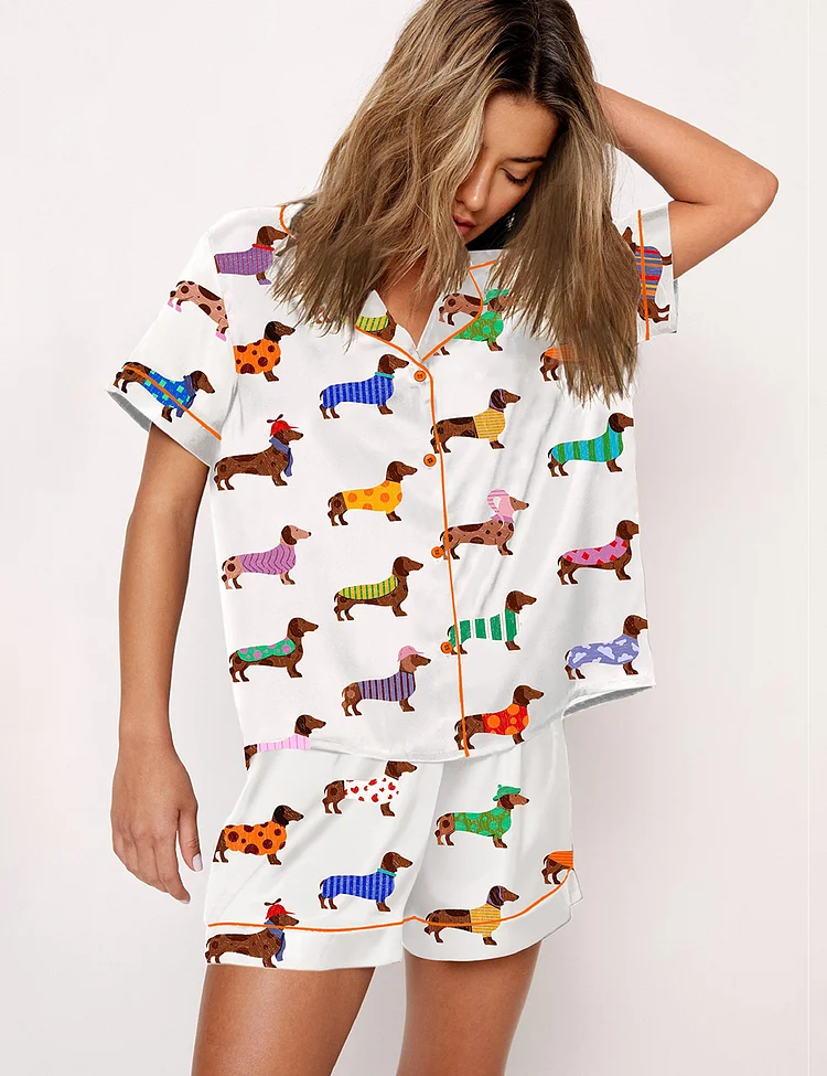 Women's Dachshund Cute Dog Pajama Set