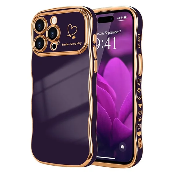 🔥2024 Newest Fashion Luxury Wireless Charging Shockproof Heart Shaped Raised Camera Cover iPhone Case✨