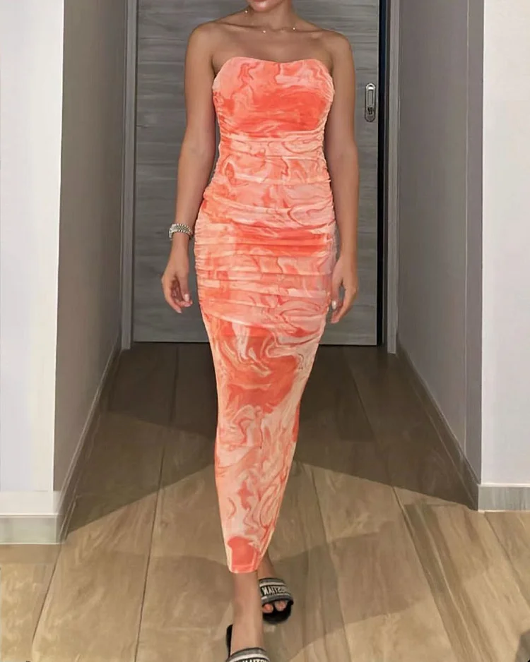 Sexy Printed Bandeau Dress