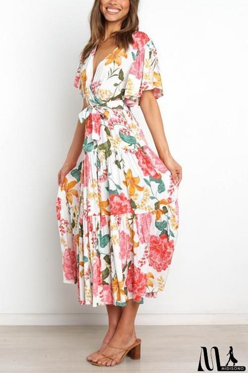 MidiSono - Print Ruffles Wrap Maxi Dress
