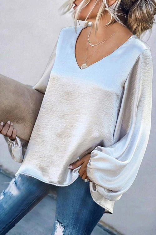 Silk Feel Casual Loose Blouse Top