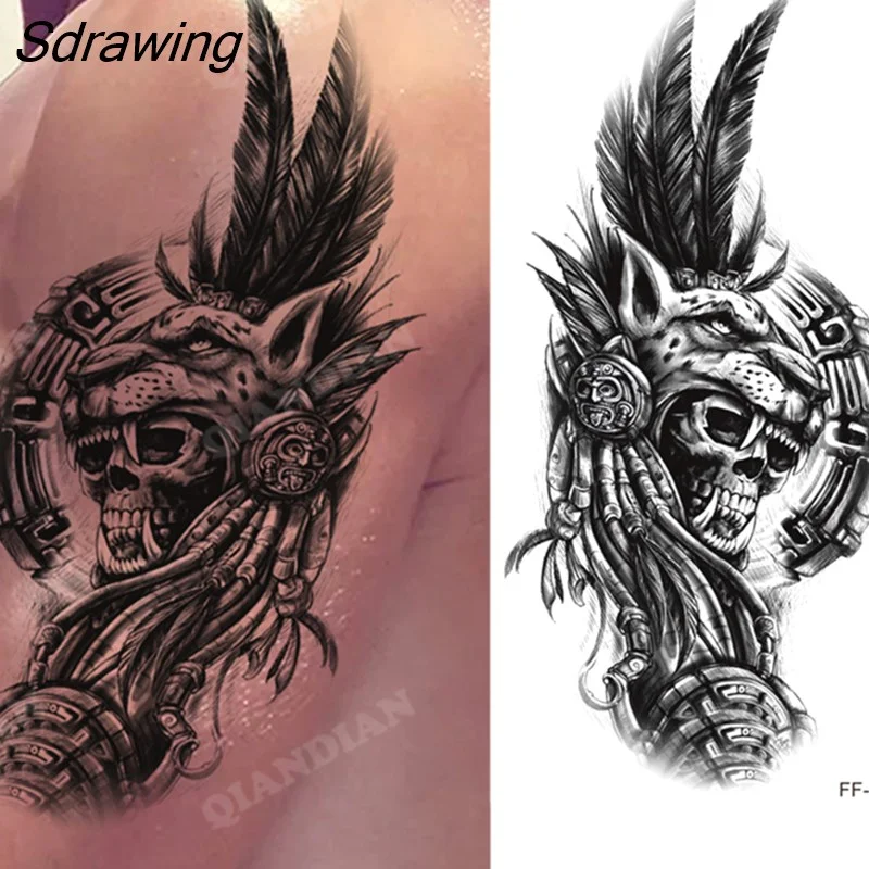 Sdrawing New Waterproof Temporary Tattoo Sticker Lion King Tiger Wolf Forest Mechanical Wild Boat Men Body Art Arm Fake Tatoo Women 328-0