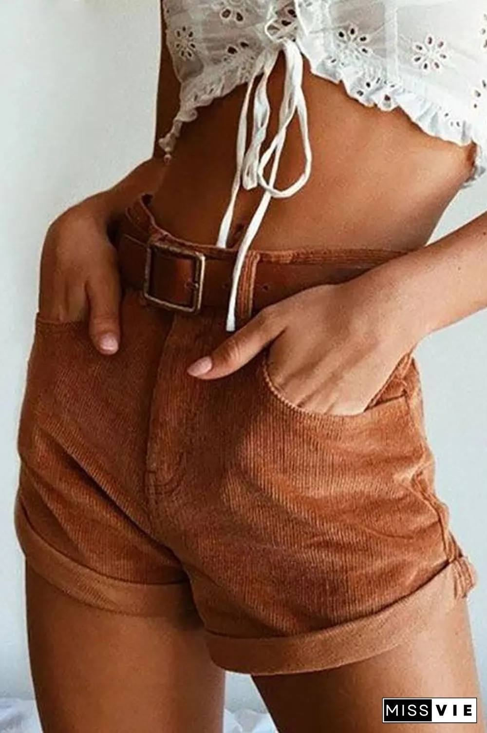 Corduroy High Waist Shorts