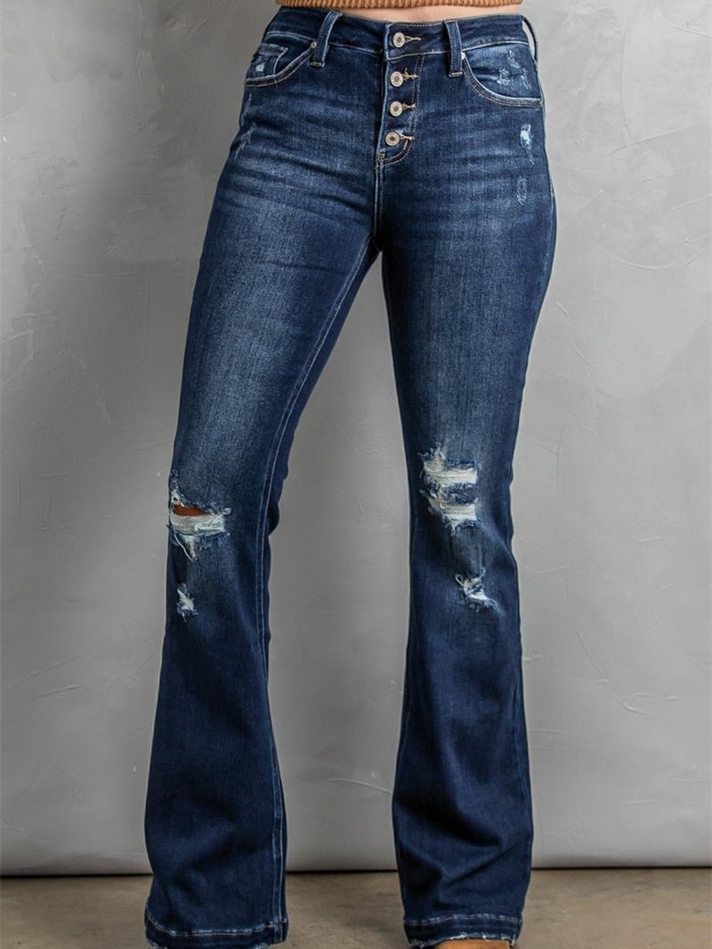 Dark Blue Bell Bottom Jeans