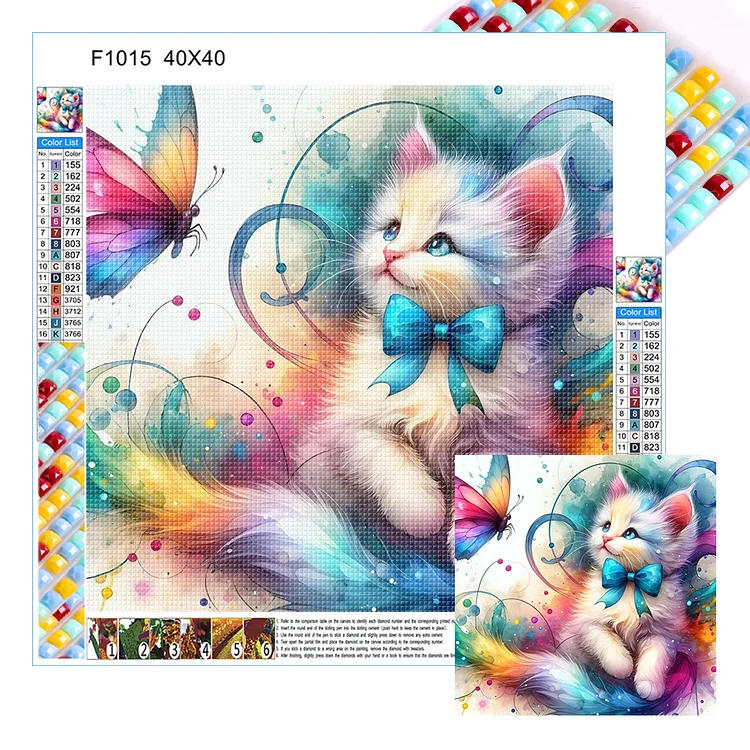Butterfly White Cat 40*40CM (Canvas) Full Square Drill Diamond Painting gbfke