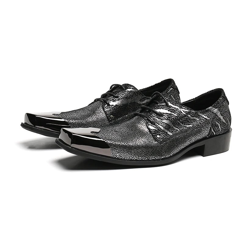 VCSHOES Zapatos Italian Square Toe Male Brogue Shoes Real Leather Formal Dress Shoes Plus Size Men Office Business Oxford Shoes
