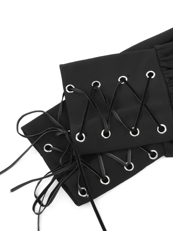 Rave Clothing Front Buttons Long Sleeve Punk Little Black Dress