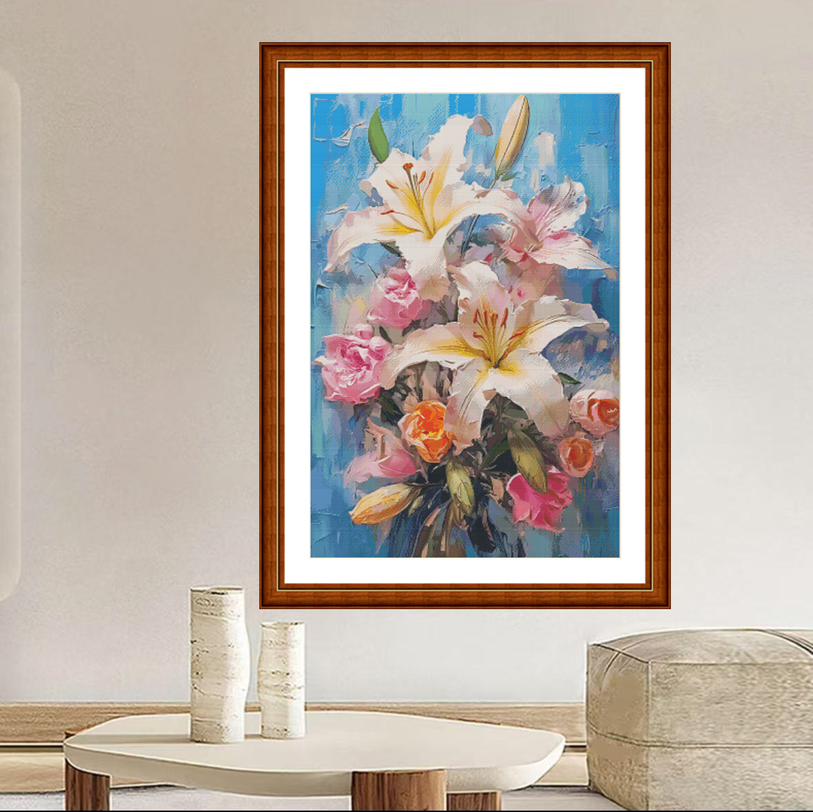 1set DIY Printed Cross Stitch Kit [ZZ7120- Blues Lilies] embroidery Painting Fairy Cross Stitch
