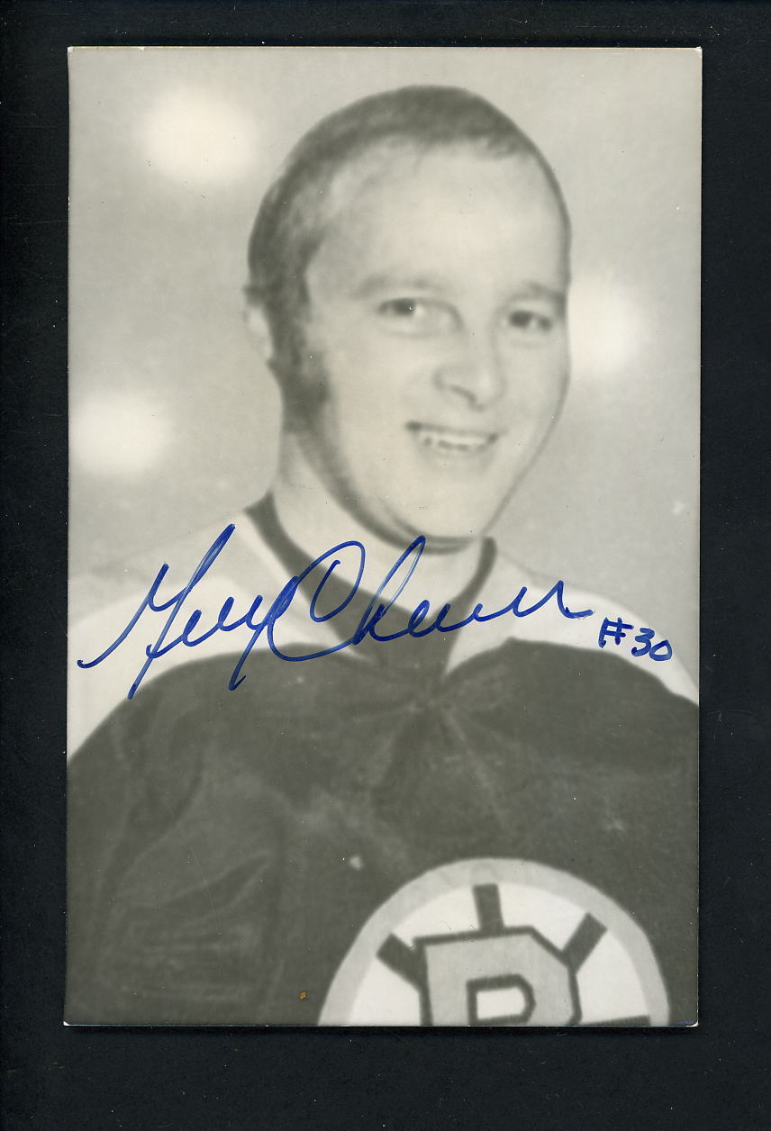 Gerry Cheevers Signed Autograph Postcard with JSA authentication Boston Bruins