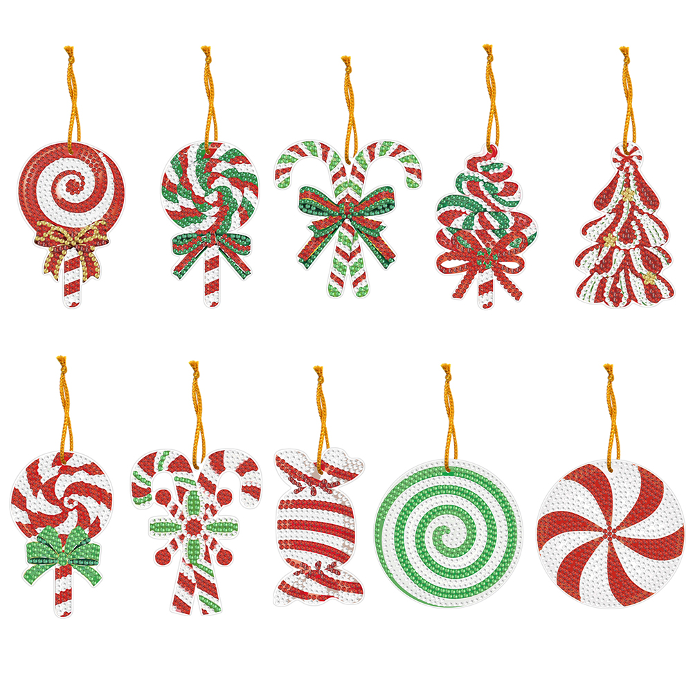 10pcs Diamond Key Chain Cute DIY Hanging Ornaments 5D for Arts Craft Accessories