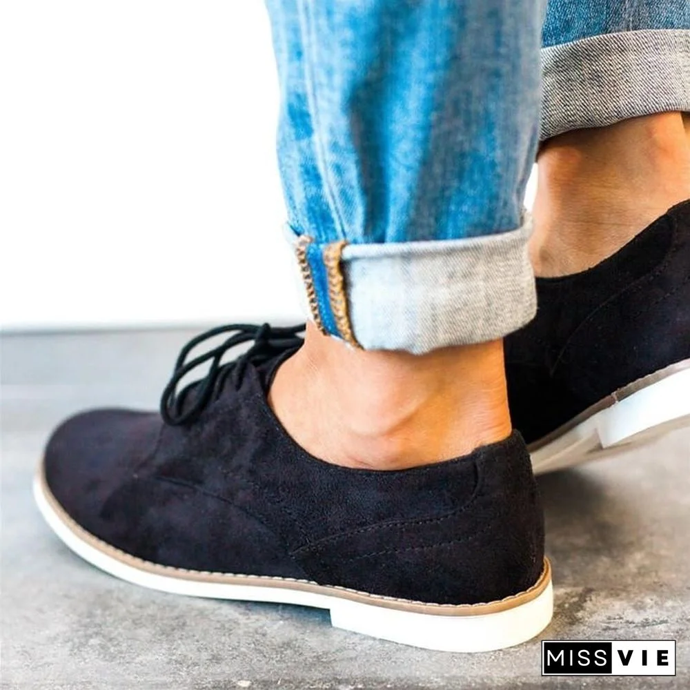 Womens Oxford Shoes Comfort Low Heel Lace-Up Daily Loafers