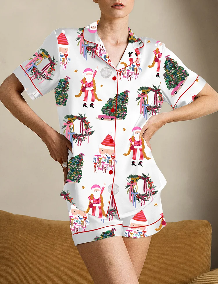 Women's Santa Christmas Tree Pajama Set