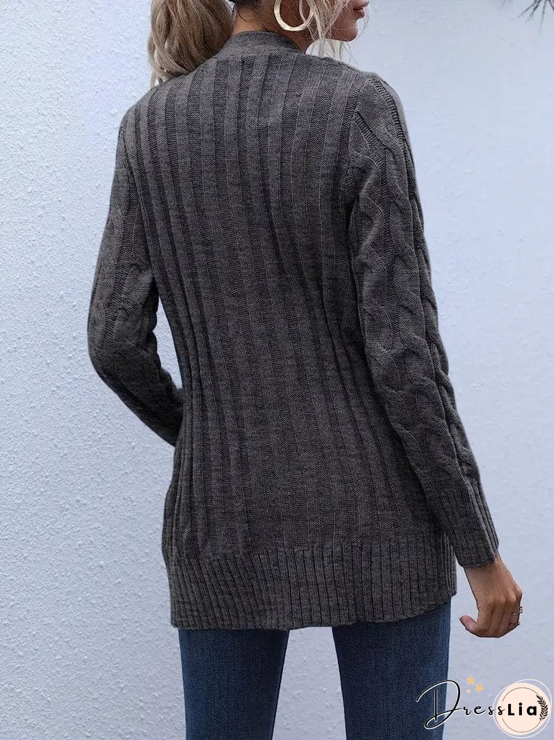 Cozy Cable Knit Button-Front Long Sleeve Cardigan