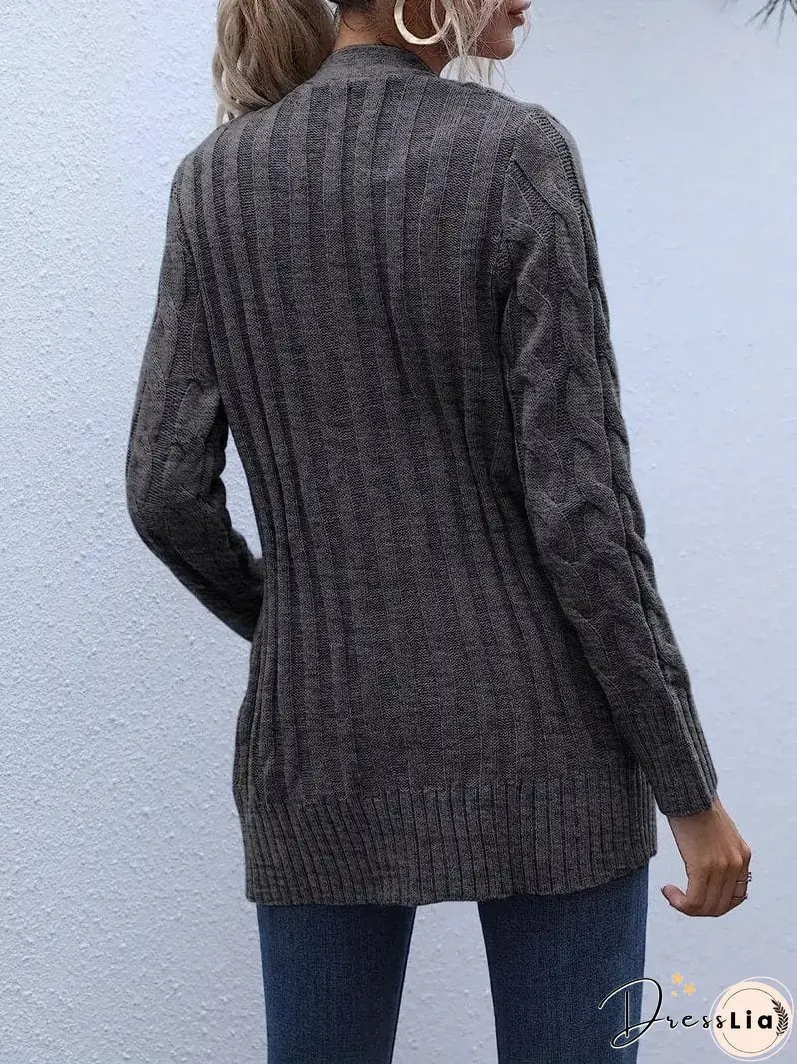 Cozy Cable Knit Button-Front Long Sleeve Cardigan