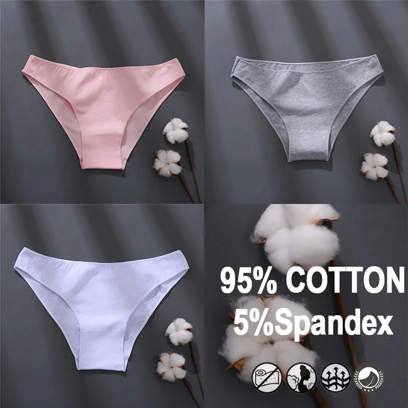 Billionm Women Sexy Cotton Panties Solid Color Underwear Simple Style Briefs Low Waist Breathable Panties Female Soft Intimates Lingerie