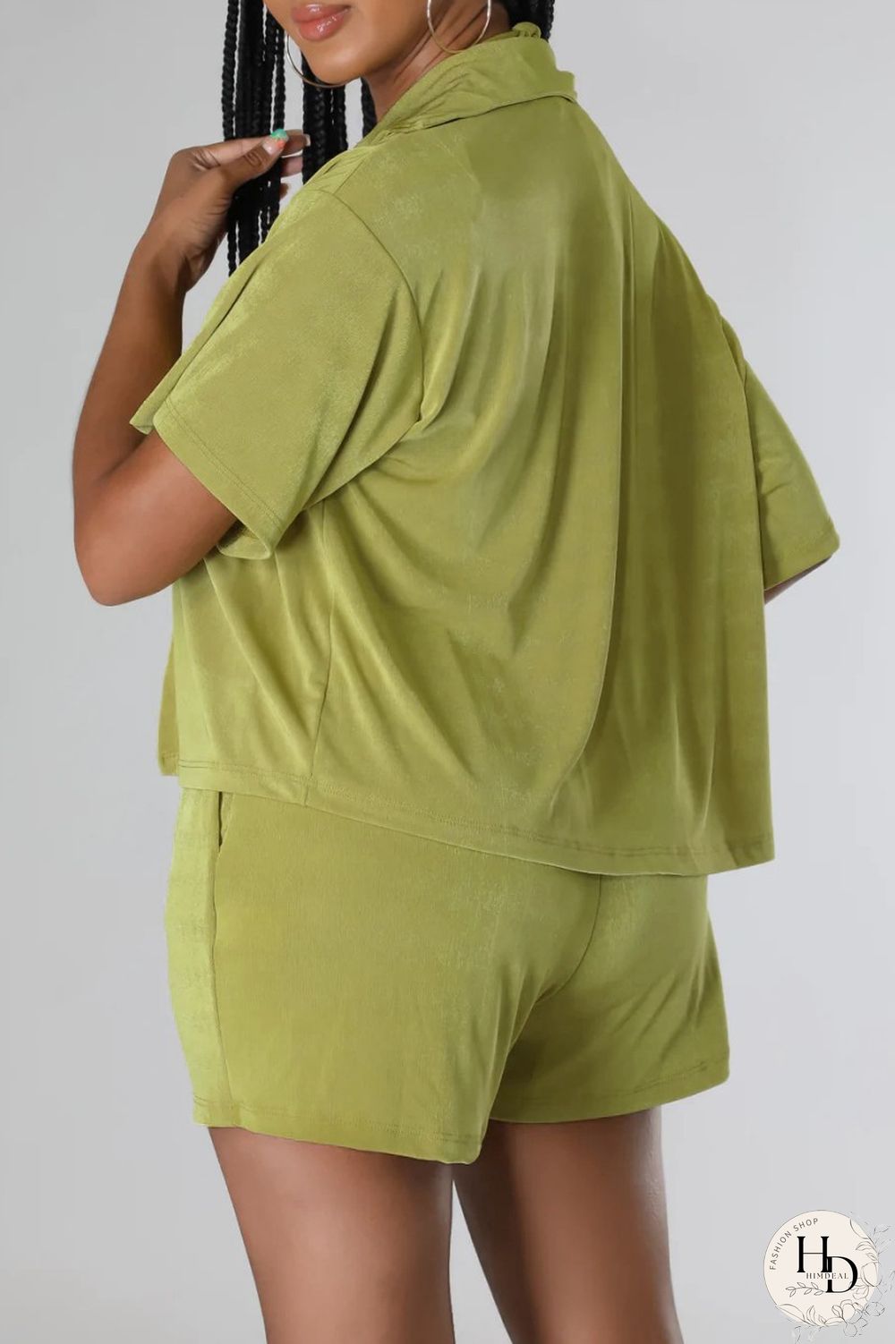 Blue Sexy Casual Solid Frenulum Shirt Collar Short Sleeve Three Piece Set