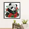 Panda avec rose-peinture diamant en forme spéciale-30 * 30cm