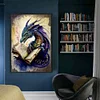 Retro Poster - Dragon Reading A Book-11CT Stamped Cross Stitch 40*60cm(Big Size)