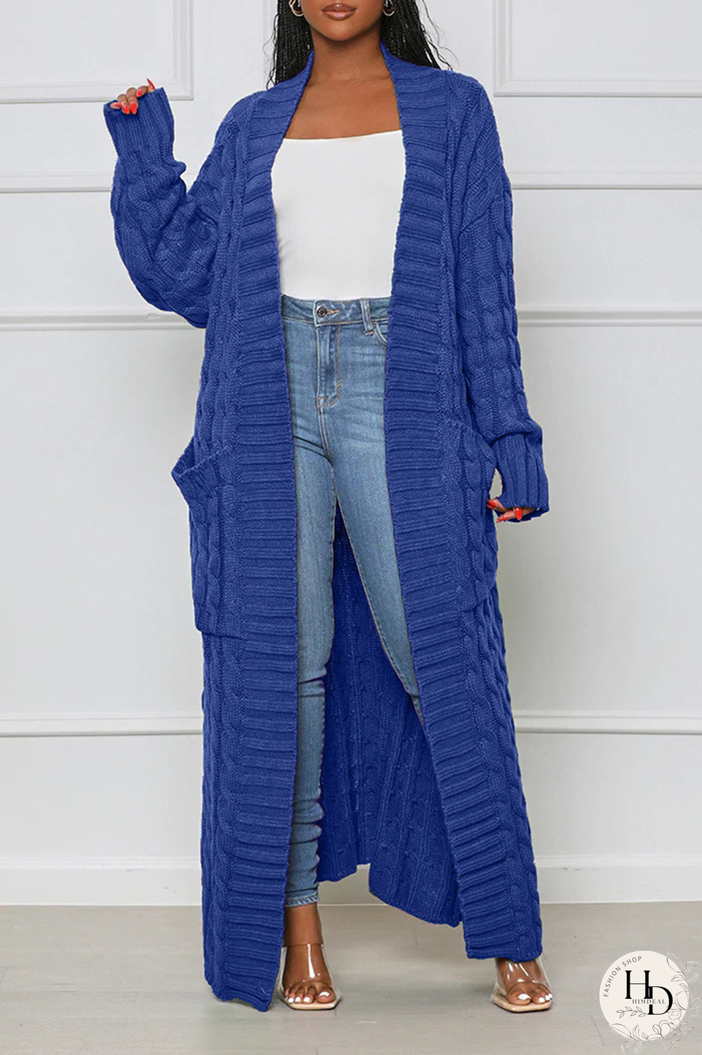 Blue Street Solid Patchwork Cardigan Collar Outerwear