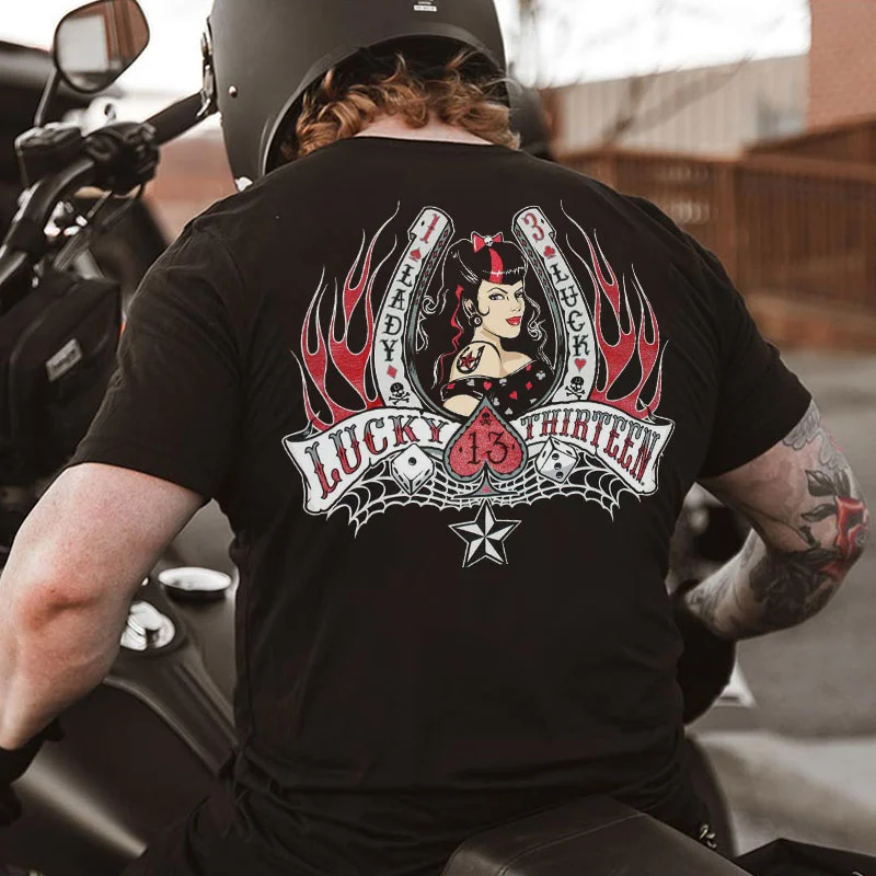 LUCKY THIRTEEN Sexy Lady Print Men's T-shirt