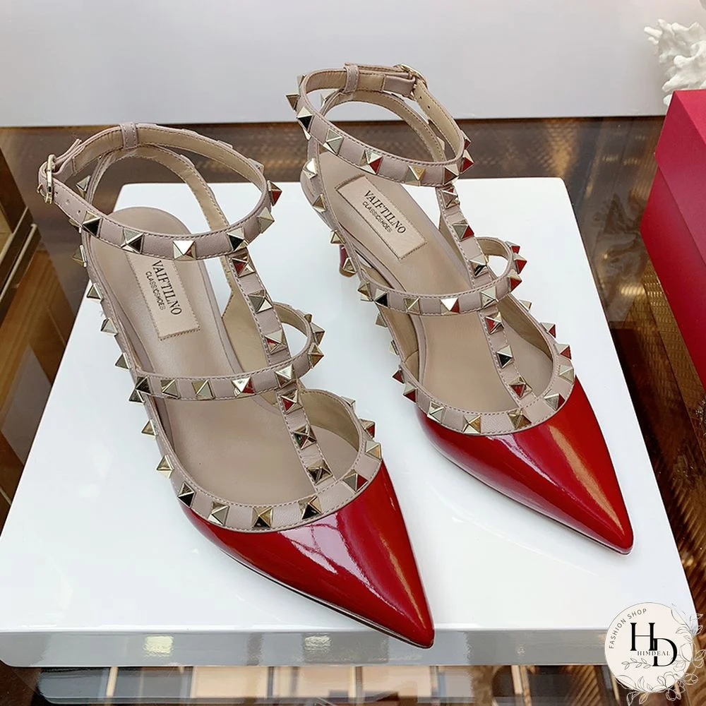 Luxury Women's Gladiator Sandals Summer Genuine Leather Roman Fashion Metallic Rivet High Heel Shoes Ladies Ankle Strap Pumps 41