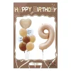 Retro Cream Caramel Cartoon Bunny Bear 0 - 9 Numbers Latex Aluminum Film Balloons Flags Package Kids Birthday Party Decors