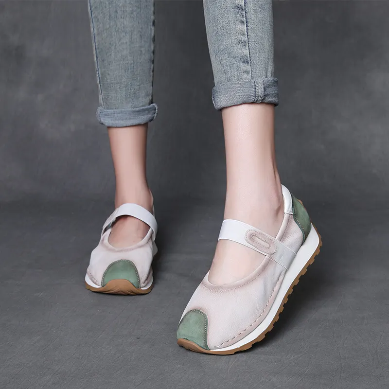Yyvonne Layer Of Cowhilla Retro Color Mary Treasure Shoes Women 2025 Spring And Summer New Word With Flat Bottoms With Shallow Single Shoes