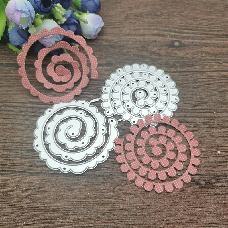 2pcs 3D Garland Spiral Flower Cutting Dies Stencils For DIY Scrapbooking Decorative Embossing Handcraft Die Cutting Template