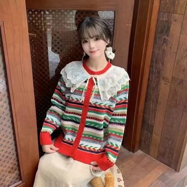 Chicfifth Sweater Women Winter Long Sleeve High Quality Autumn Vintage Top Knitted Cardigan