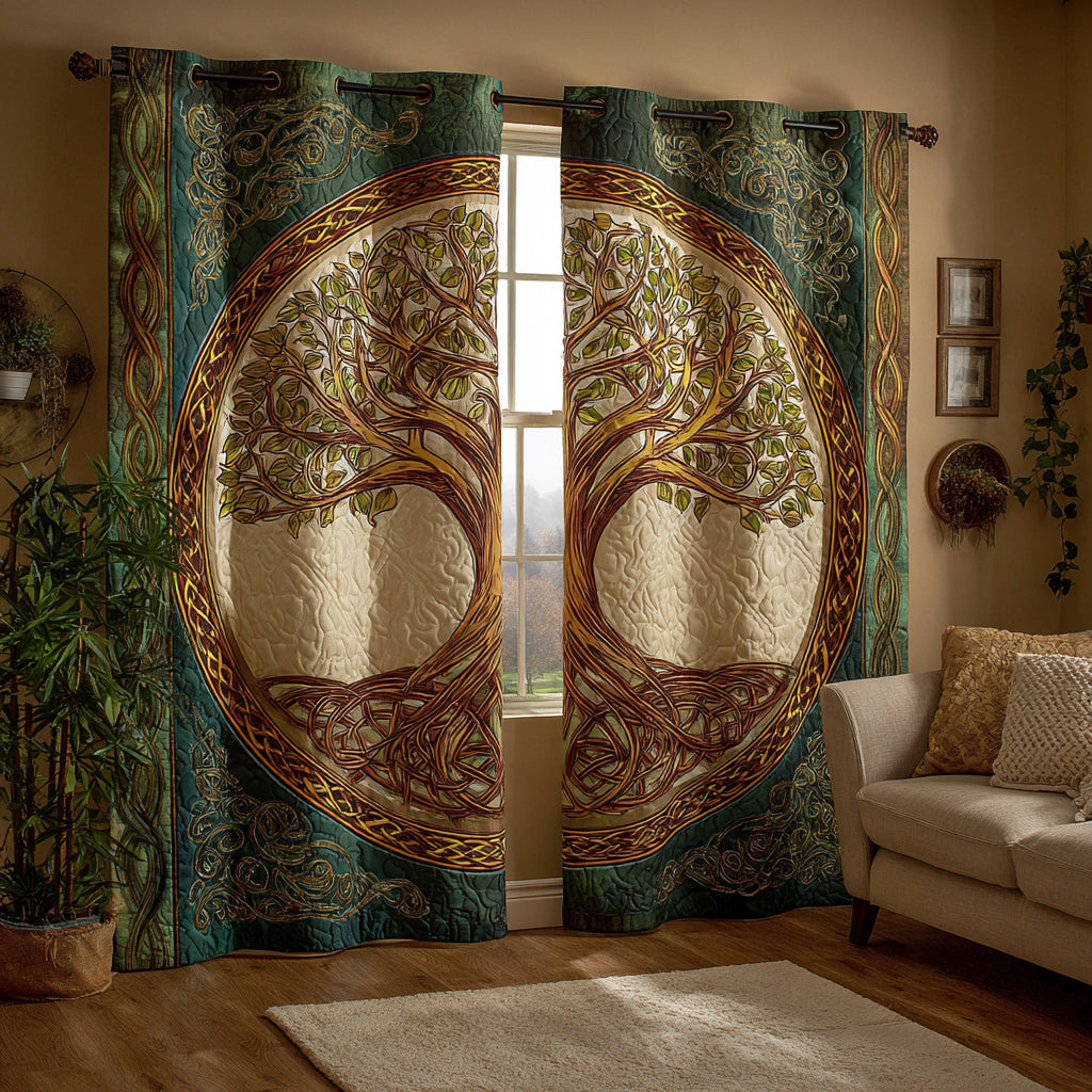 Celtic Tree of Life Printed Quilted  Curtains NCU0HH1058