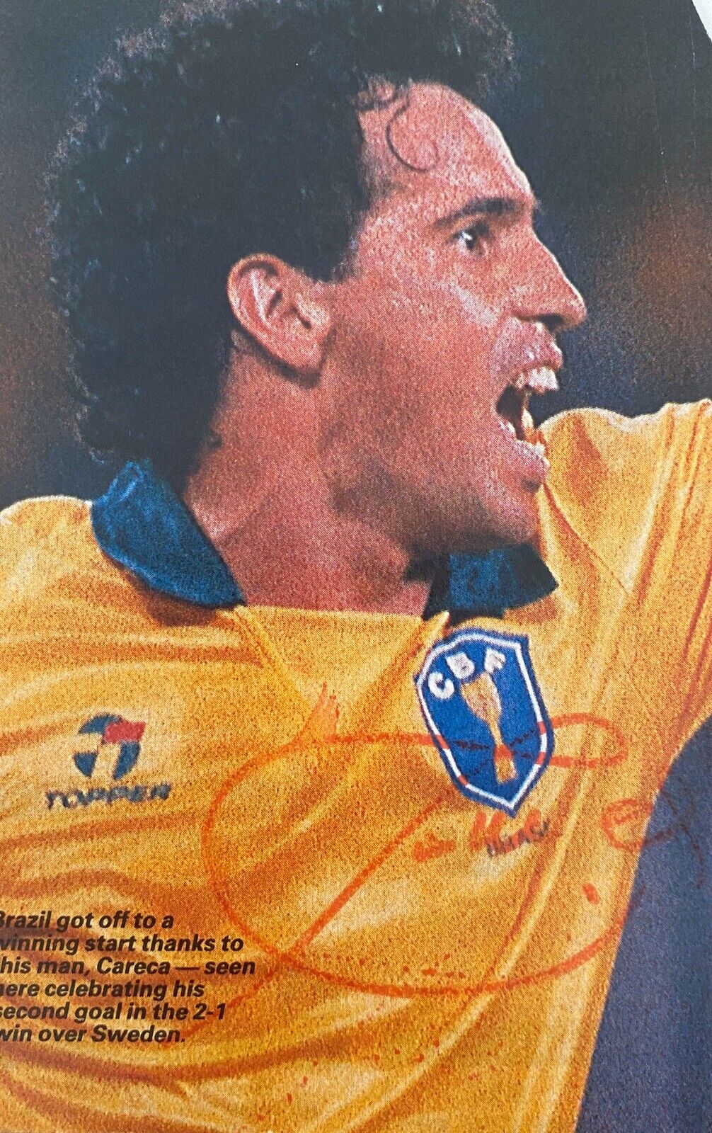 Careca Genuine Hand Signed 6X4 Brazil Magazine Cut Out, Napoli, Sao Paolo