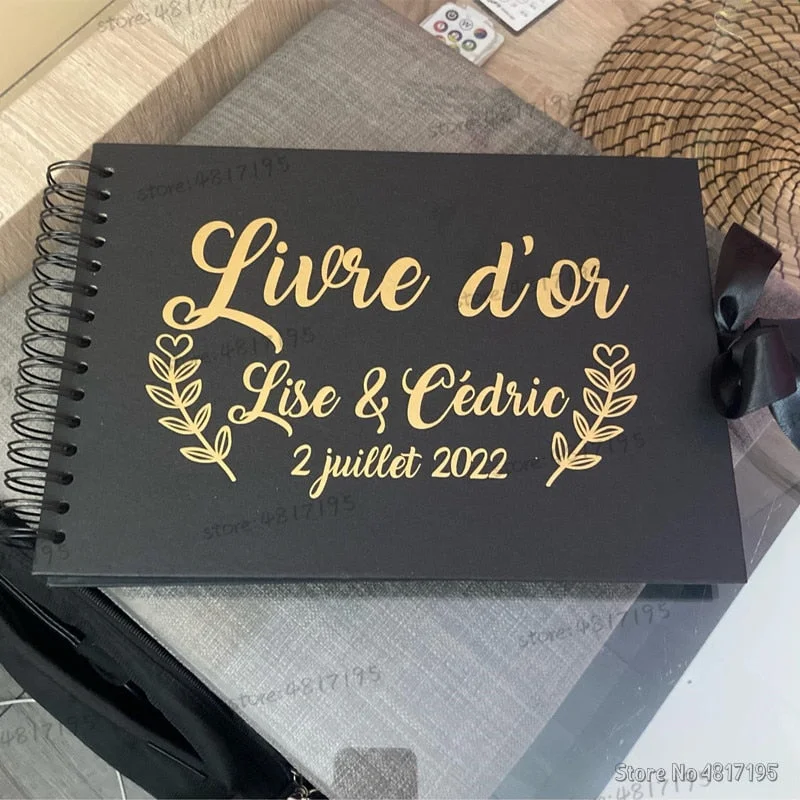 Livre d'or Wedding Stickers Guest Book Signature Vinyl Decals Personalized Gifts Cards Box Vinyl Sticker Decor