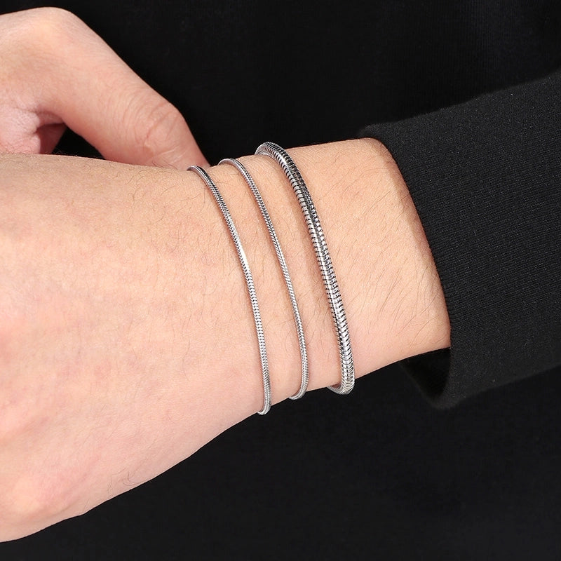 Minimalist Solid Color 304 Stainless Steel 18K Gold Plated Unisex Bracelets Men Chain Bracelets